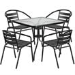 Flash Furniture 5 Piece Square Patio Dining Set in Black