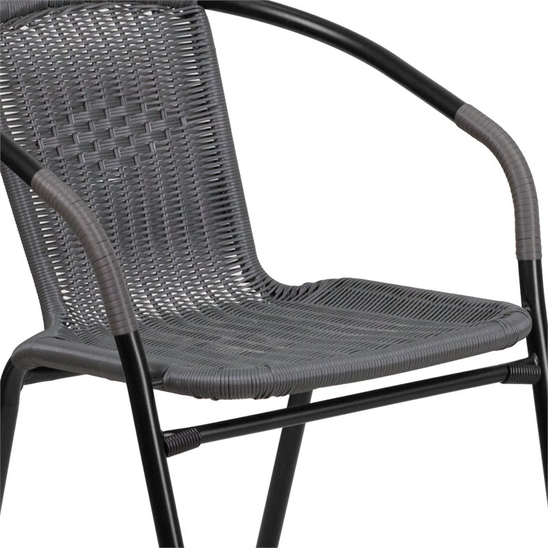 Flash Furniture 3 Piece Square Patio Dining Set in Black and Gray