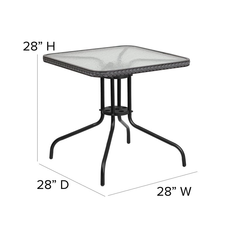 Flash Furniture 5 Piece Square Patio Dining Set in Black and Gray