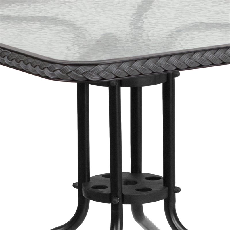 Flash Furniture 5 Piece Square Patio Dining Set in Black and Gray