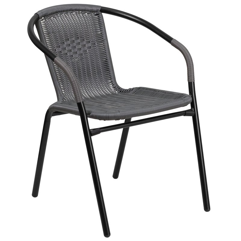 Flash Furniture 5 Piece Square Patio Dining Set in Black and Gray