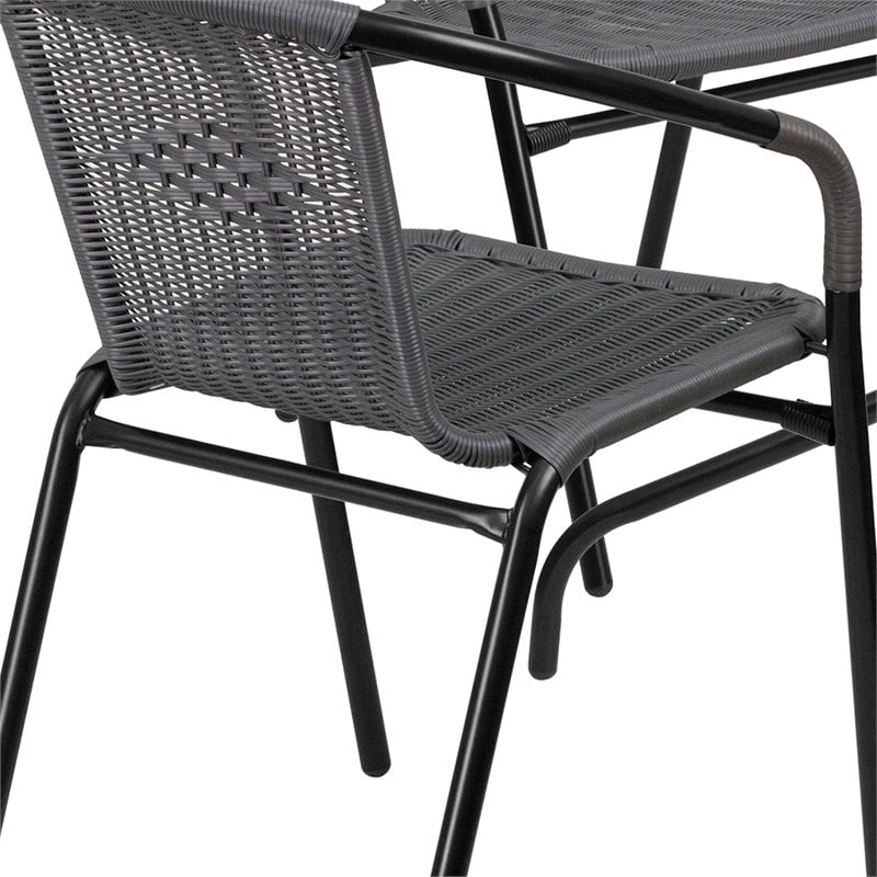 Flash Furniture 5 Piece Square Patio Dining Set in Black and Gray