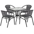 Flash Furniture 5 Piece Square Patio Dining Set in Black and Gray