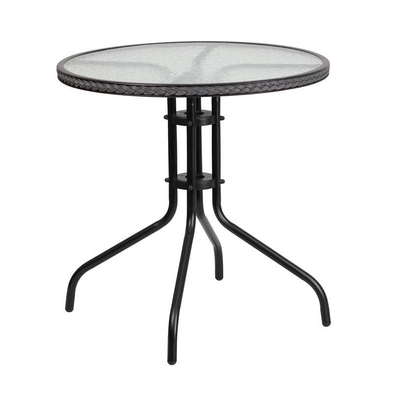 Flash Furniture 5 Piece Round Patio Dining Set in Black and Gray