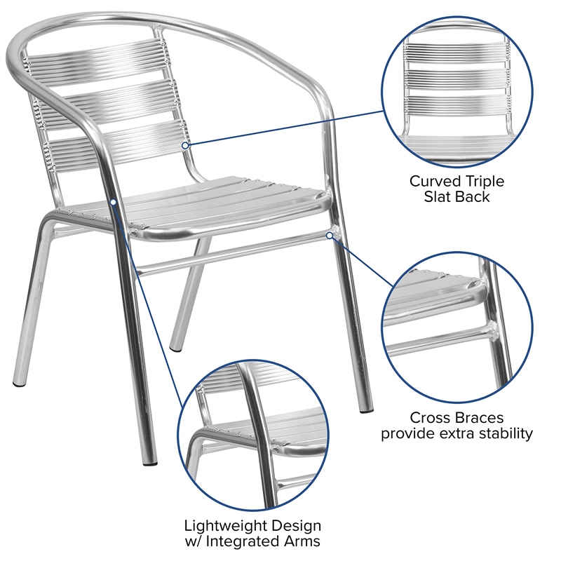 Flash Furniture Metal Stacking Patio Chair in Silver