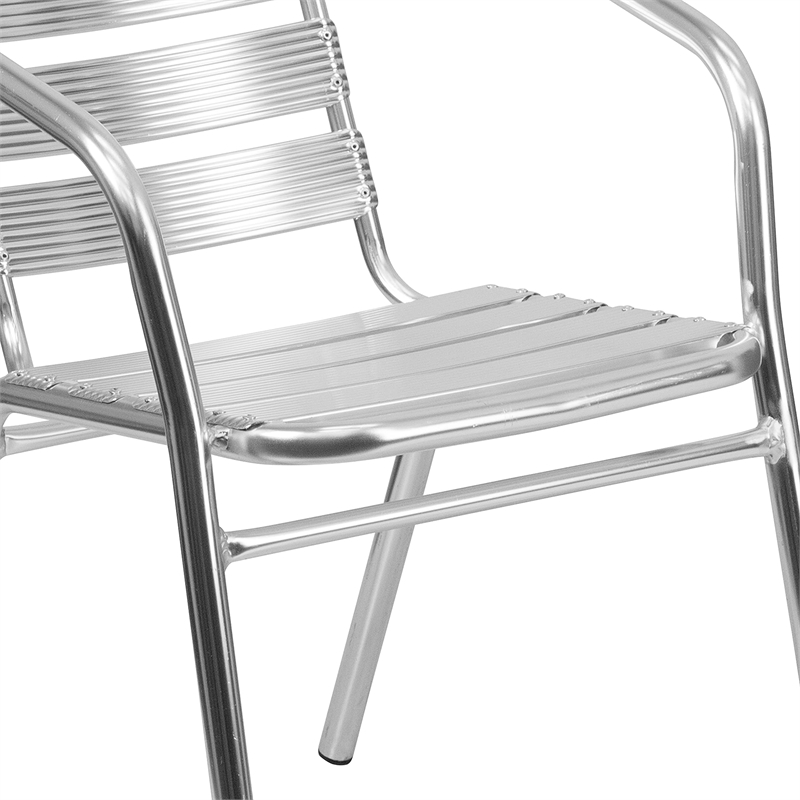 Flash Furniture Metal Stacking Patio Chair in Silver