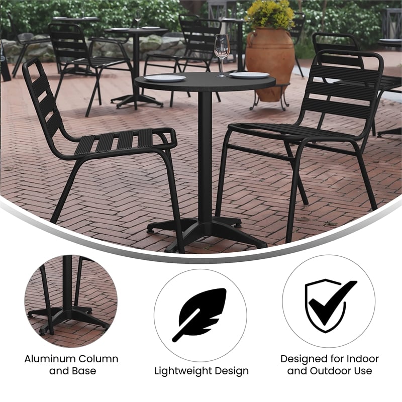 Flash Furniture 3 Piece Round Patio Bistro Set in Aluminum