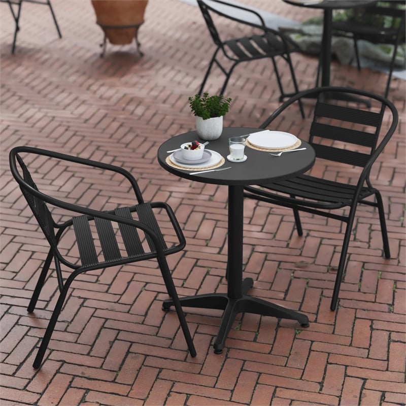Flash Furniture 3 Piece Round Patio Bistro Set in Aluminum