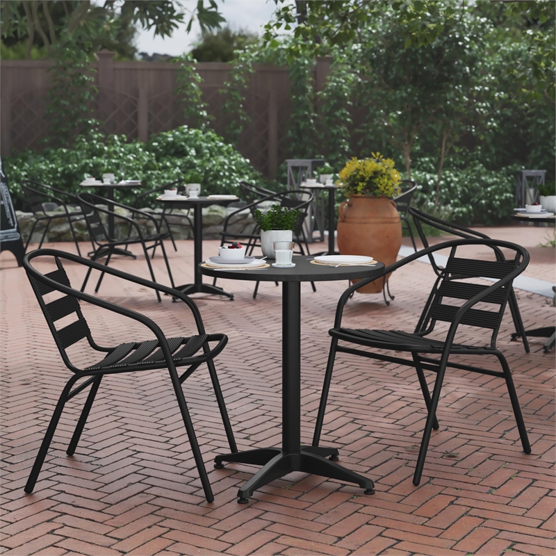 Flash Furniture 3 Piece Round Patio Bistro Set in Aluminum