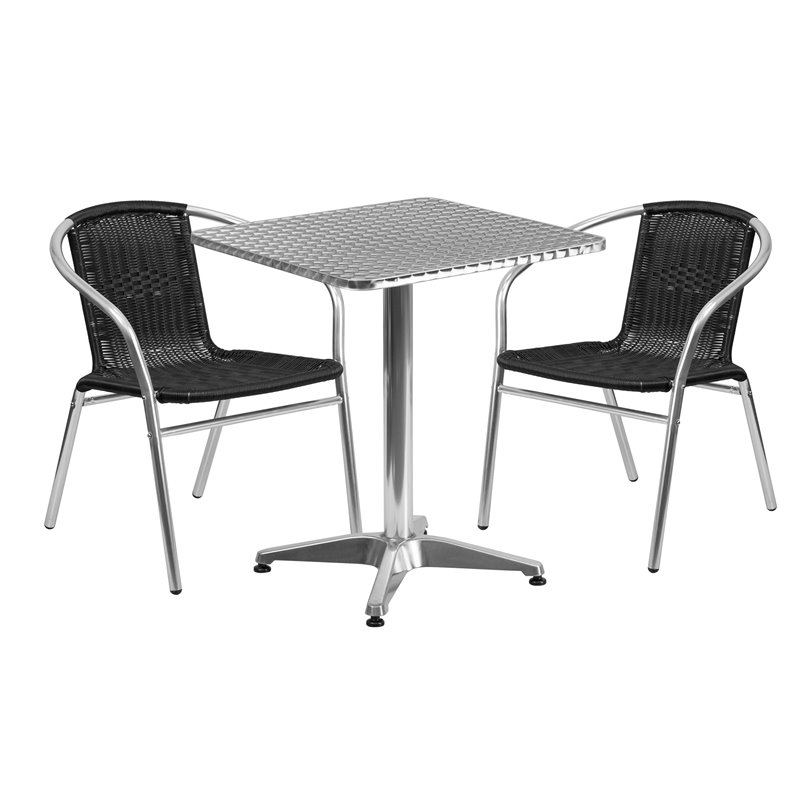 Flash Furniture 23.5Sq Aluminum Table Set-2 Ch In Black