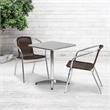Flash Furniture 3 Piece Square Patio Bistro Set in Aluminum and Brown