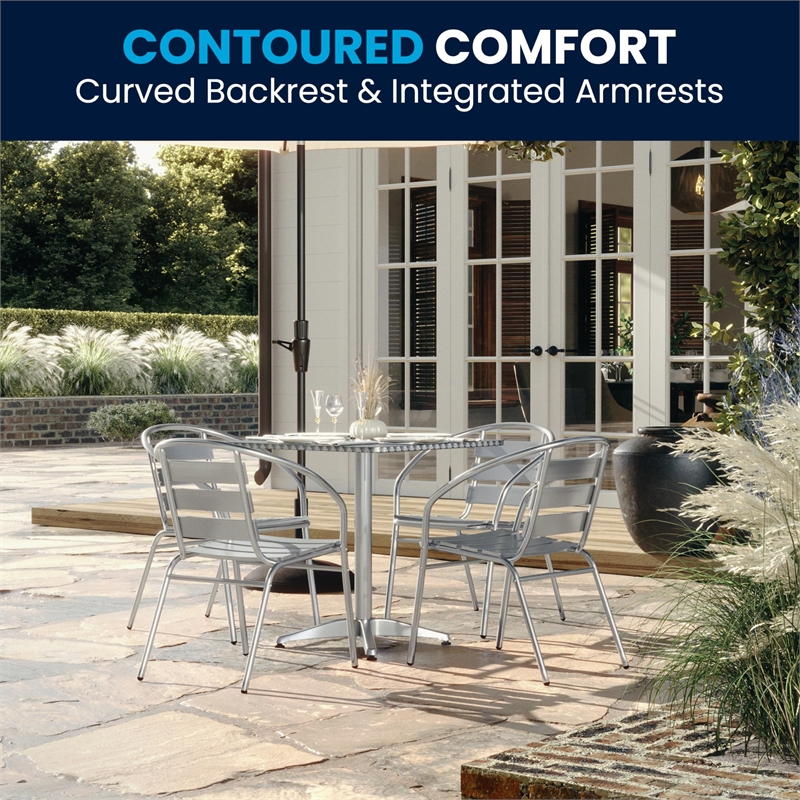 Flash Furniture 5 Piece Square Patio Dining Set in Aluminum