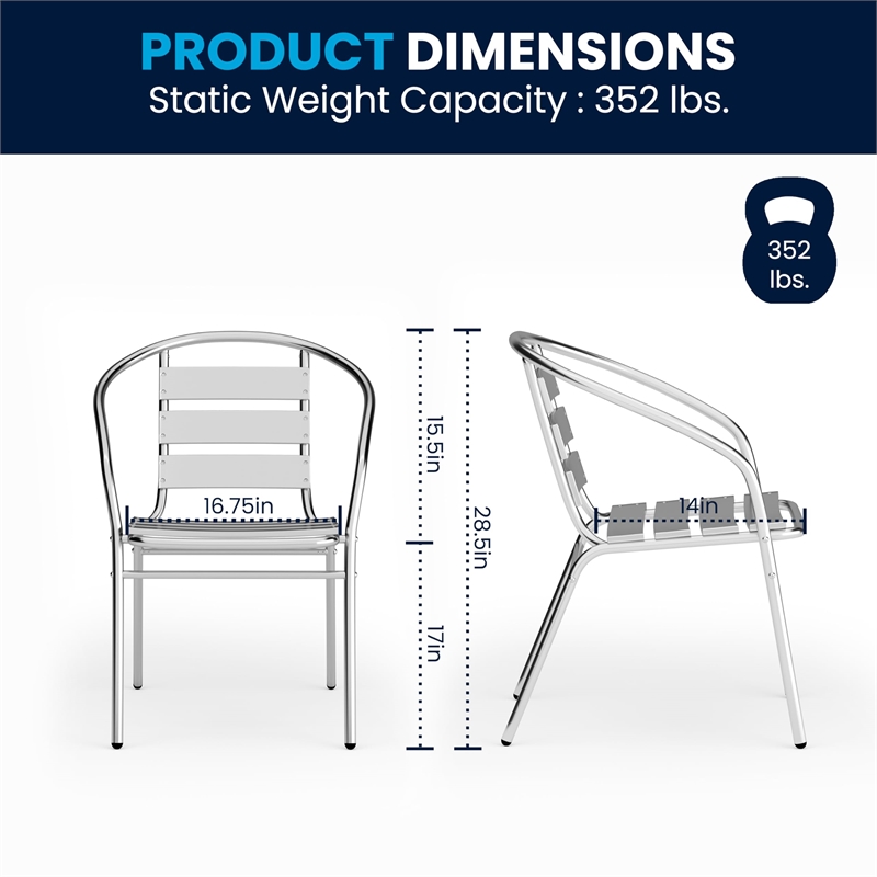 Flash Furniture 5 Piece Square Patio Dining Set in Aluminum