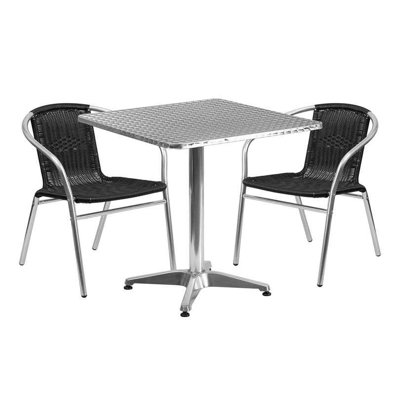 Flash Furniture 27.5Sq Aluminum Table Set-2 Ch In Black