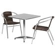 Flash Furniture 3 Piece Square Patio Dining Set in Aluminum and Brown