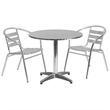 Flash Furniture 3 Piece Round Patio Dining Set in Aluminum