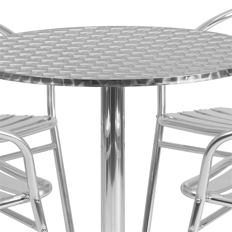 Flash Furniture 5 Piece Round Patio Dining Set in Aluminum