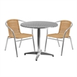 Flash Furniture 31.5Rd Aluminum Table Set-2 Ch In Beige
