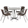 Flash Furniture 5 Piece Round Patio Dining Set in Aluminum and Brown