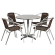 Flash Furniture 5 Piece Round Patio Dining Set in Aluminum and Brown