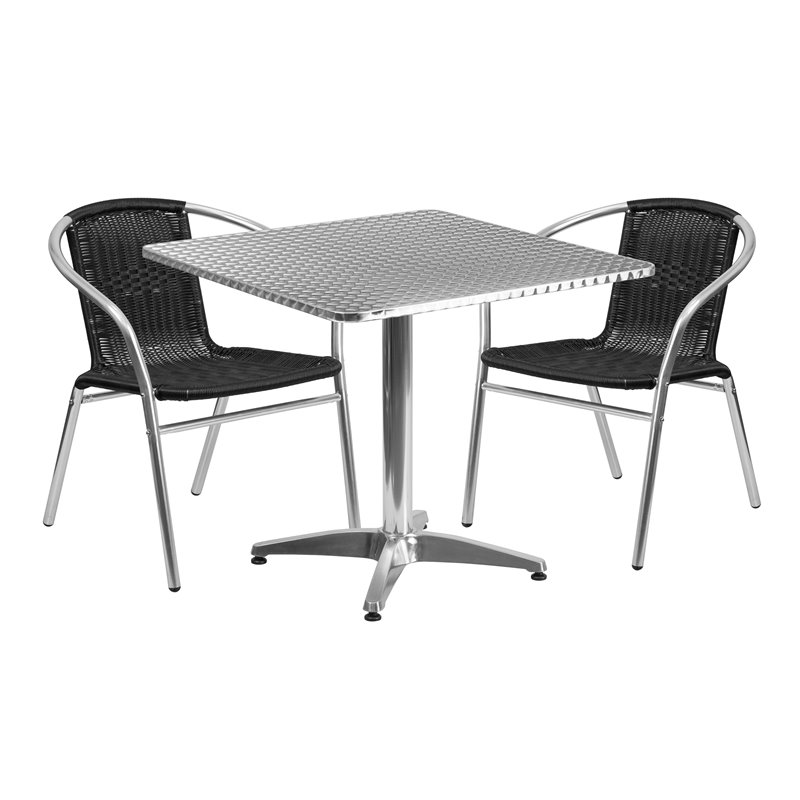 Flash Furniture 31.5Sq Aluminum Table Set-2 Ch In Black