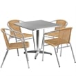 Flash Furniture 31.5Sq Aluminum Table Set-4 Ch In Beige