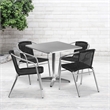 Flash Furniture 31.5Sq Aluminum Table Set-4 Ch In Black