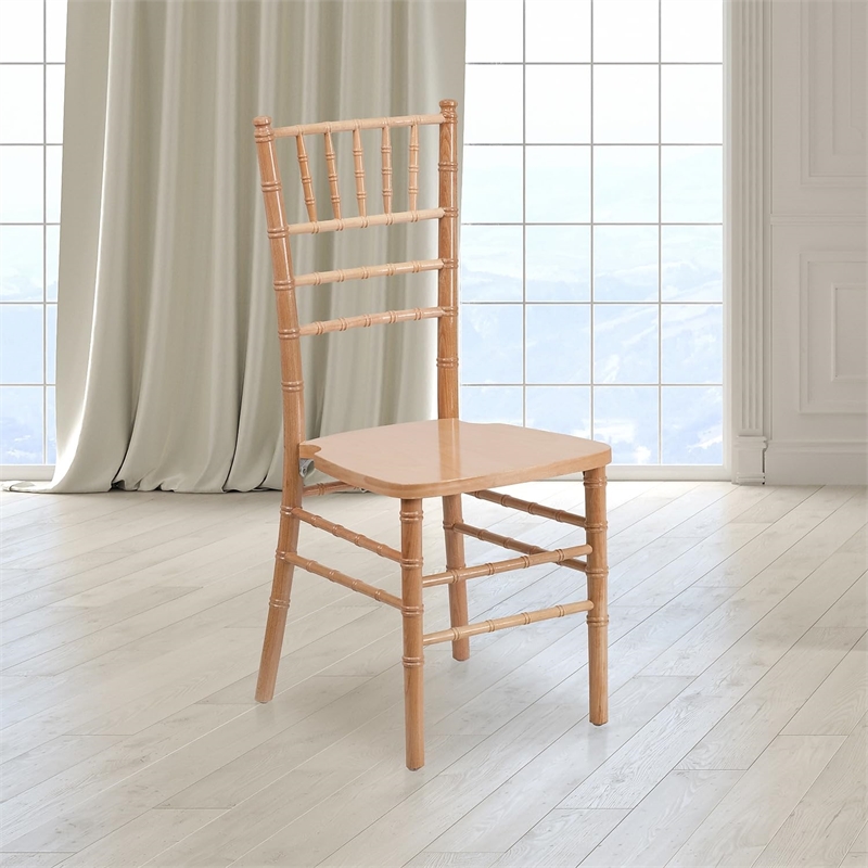 Flash Furniture Hercules Wood Chiavari Stacking Dining Side Chair in Natural