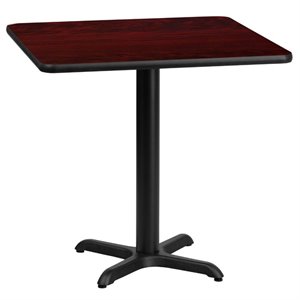 flash furniture contemporary laminate top x-base restaurant dining table in mahogany and black