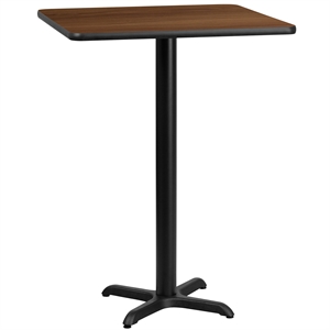 Flash Furniture 24&quot Square Restaurant Bar Table in Black and Walnut