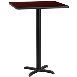 flash furniture contemporary laminate top x-base restaurant bar table in mahogany and black