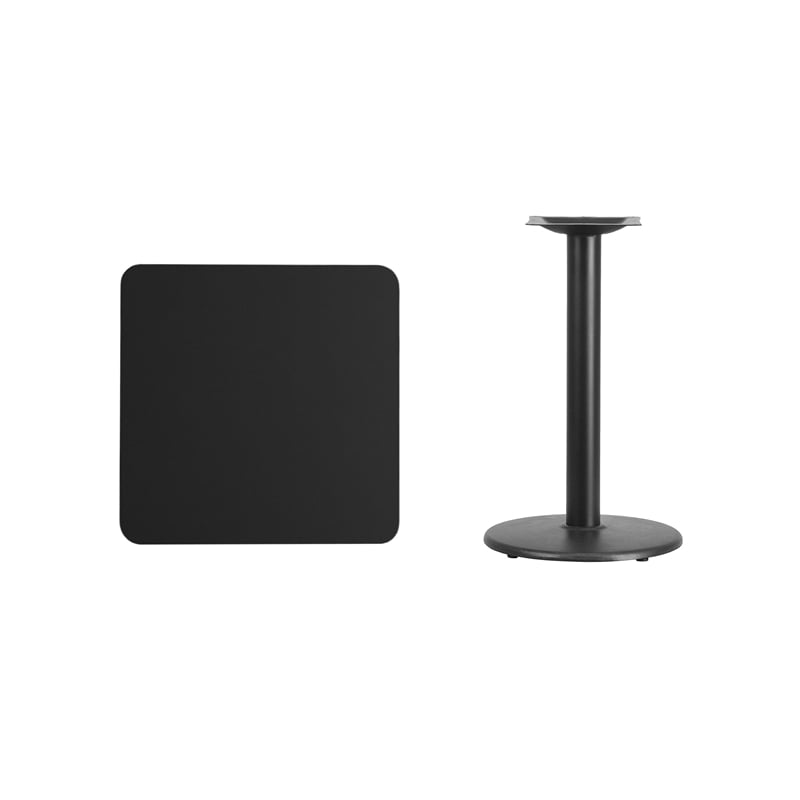 Flash Furniture 24Sq Laminate Table-Rd Base In Black