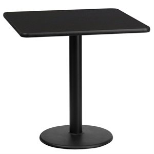 flash furniture contemporary laminate top round base restaurant dining table in black