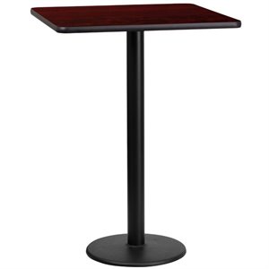 flash furniture contemporary laminate top round base restaurant bar table in mahogany and black