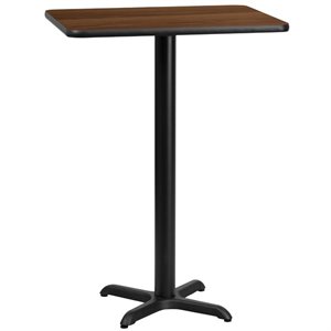 flash furniture contemporary laminate top x-base restaurant bar table in walnut and black