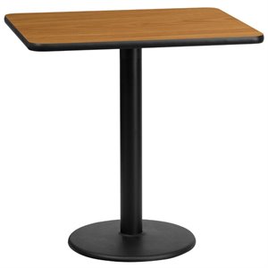 flash furniture contemporary laminate top round base restaurant dining table in natural and black