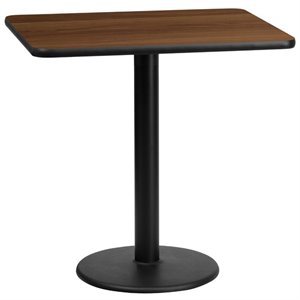 flash furniture contemporary laminate top round base restaurant dining table in walnut and black