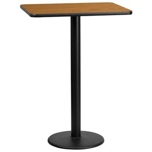 flash furniture contemporary laminate top round base restaurant bar table in natural and black