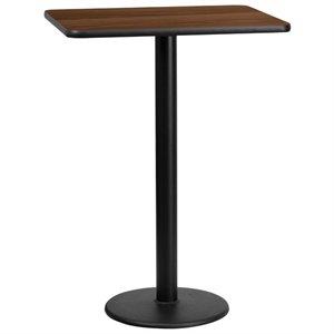 flash furniture contemporary laminate top round base restaurant bar table in walnut and black