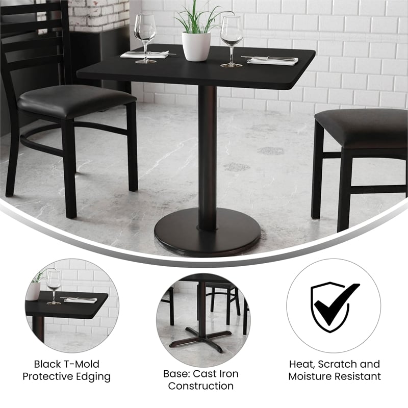 Flash Furniture 30Sq Laminate Table-Rd Base In Black