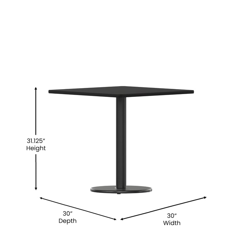 Flash Furniture 30Sq Laminate Table-Rd Base In Black