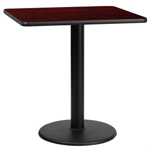 flash furniture contemporary laminate top round base restaurant dining table in mahogany and black