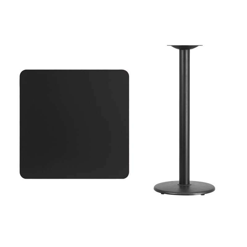 Flash Furniture 30Sq Laminate Table-Rd Base In Black