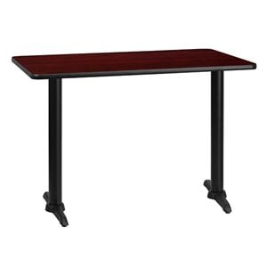 flash furniture contemporary laminate top t-base restaurant dining table in mahogany and black