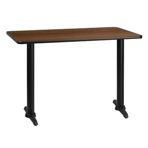 flash furniture contemporary laminate top t-base restaurant dining table in walnut and black