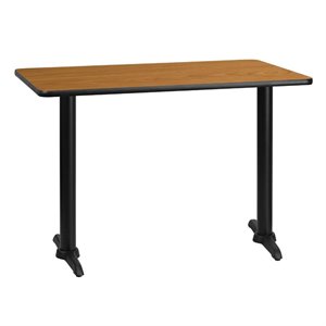 flash furniture contemporary laminate top t-base restaurant dining table in natural and black