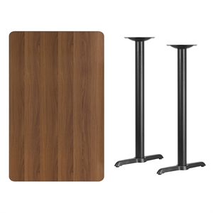Flash Furniture 30&quot x 48&quot Restaurant Bar Table in Black and Walnut