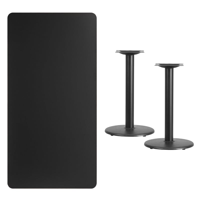 Flash Furniture 30X60 Laminate Table-Rd Base In Black