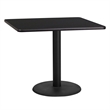 Flash Furniture 36Sq Laminate Table-Rd Base In Black