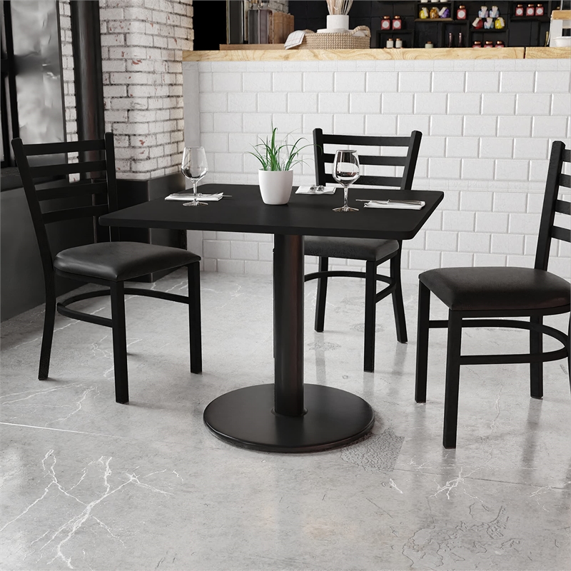 Flash Furniture 36Sq Laminate Table-Rd Base In Black